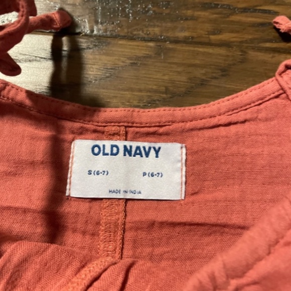 New Old Navy kids romper tie shoulder crinkle cotton size small 6-7 - Picture 5 of 9